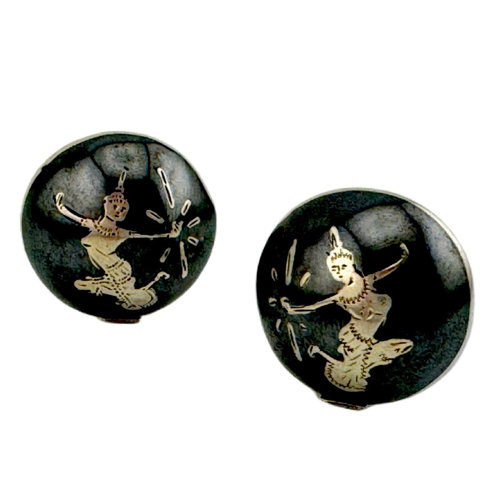 Vintage Thai Goddess Sterling Silver Earrings
